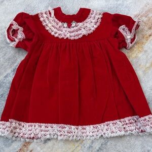 Vintage Winnie the Pooh Red Velvet Lace Dress | Toddler Girls Disney